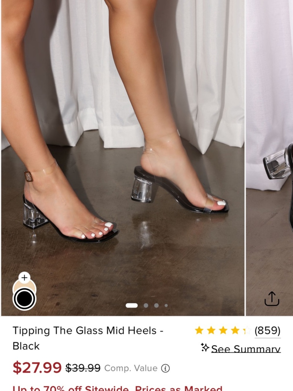 Fashion Nova Tipping The Glass Mid Heels - Black Clear